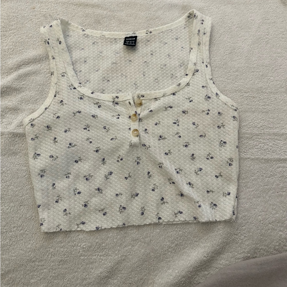 Floral Cream/white tank Top